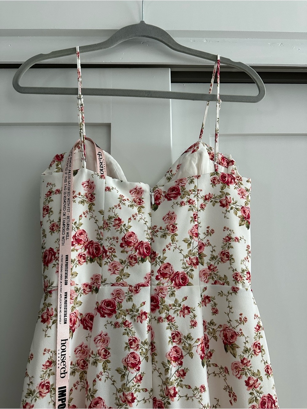 House of CB White Floral Midi Dress with Pink Roses - Picture 7 of 11